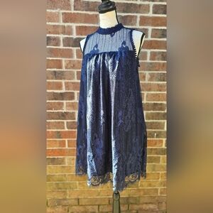 Lace & Crochet Navy Dress